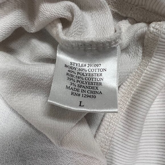 Women’s White Snap Button Mock Neck Pullover Sweatshirt Size L 60% Cotton Blend - Picture 6 of 8